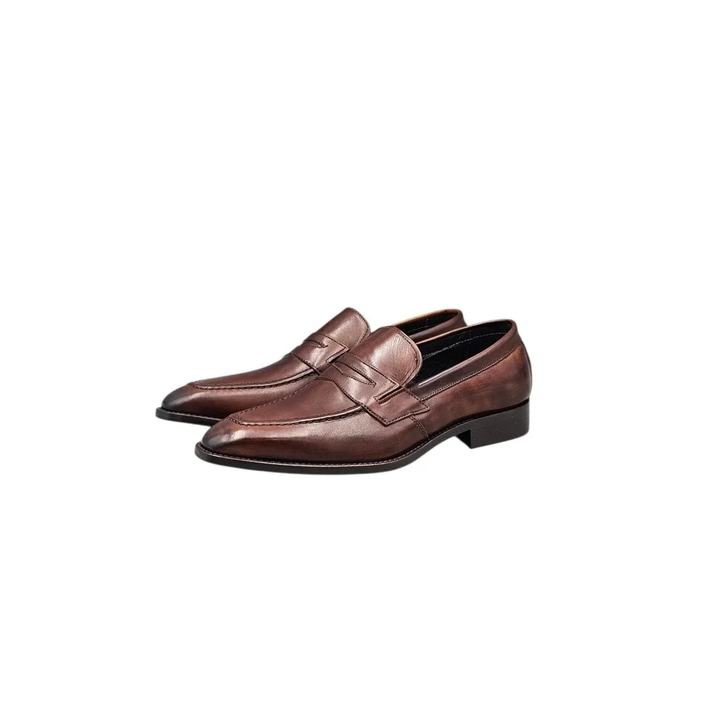 Di Franco Men's Size 42/ 8.5 US Brown Vitello Leather Dress Shoes Made In Italy